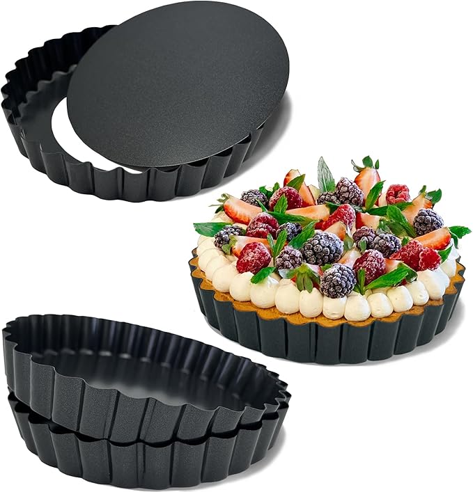 4 Pack 5-Inch Tart Pans with Removable Bottom, Nonstick Quiche Pan Fluted Pie Pans for Baking Treats, Pie, Quiches, Tartlets