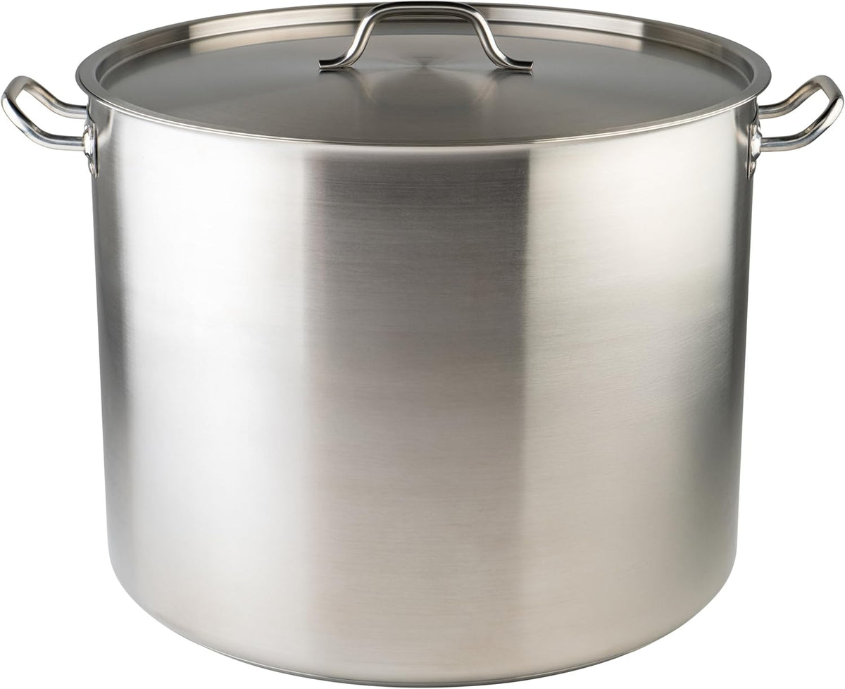 Winware Stainless Steel 80 Quart Stock Pot with Cover, Silver