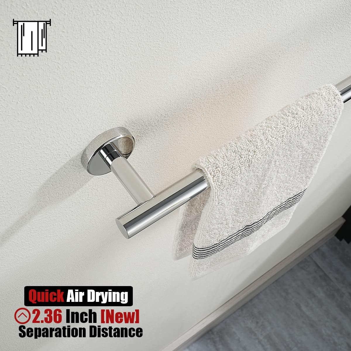 JQK Chrome Towel Bar, 27 Inch 304 Stainless Steel Thicken 0.8mm Towel Rack Bathroom, Towel Holder Polished Finished Wall Mount, Useable Length 24 Inch, TB110L24-CH