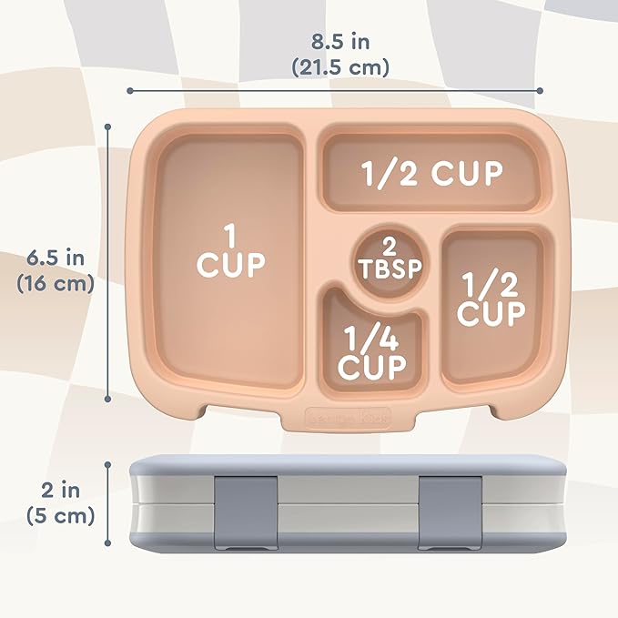 Bentgo Kids 5-Compartment Leak-Proof Bento-Style Lunch Box (Whimsy & Wonder Collection) - Ideal for Ages 3-7, Drop-Proof & Durable, Dishwasher Safe, & PFAS & BPA-Free Materials (Checker Gradient)