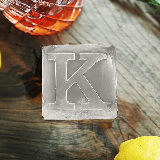 Letter K Monogram Ice Cube Mold Custom Ice Cube Mold 2 Inch Big Initials Silicone Ice Cube Tray Gifts for DAD Gifts for Him