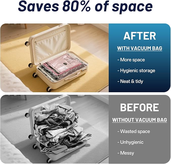 Travel Vacuum Bags for Luggage with Portable Electric Pump,Vacuum Seal Bags for Clothing,Packing Cubes Compression,Cruise Ship and Travel Essentials(Combo 9 Pack)