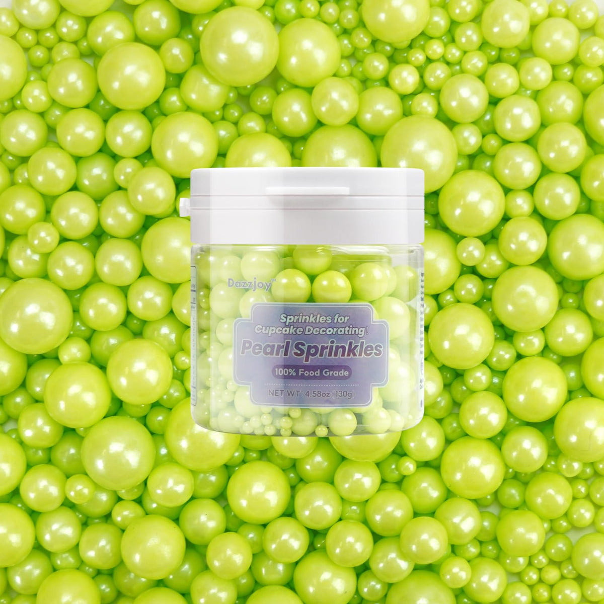 Dazzjoy Edible Green Pearl Sprinkles, Mix Size, 130g/4.58oz, Cupcake Toppers, Cake Decorations, Ice Cream, Easter, Wedding Party Valentines Easter Supplies