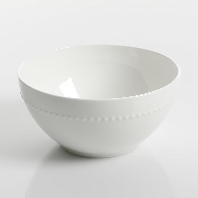 Gibson Elite Embossed Bone China 16-Piece Double Bowl Dinnerware Set, Service for 4 – White Elegant Plates and Bowls