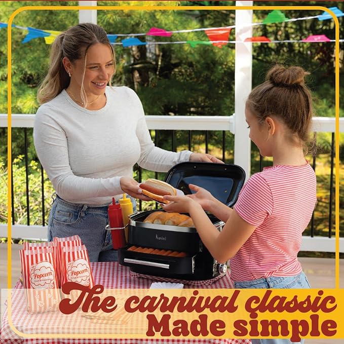 Kusini Hot Dog Steamer Machine With Bun Warmer, 24 Hot Dog & 12 Buns - Electric Food Steamer for Cooking Vegetables, Fish, & More - Unique Housewarming Gift Idea - Movie & Date Night Hosting Essential