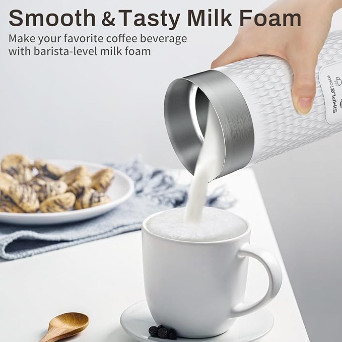 SIMPLETASTE Milk Frother, 4-in-1 Electric Milk Steamer, Automatic Warm and Cold Foam Maker and Milk Warmer for Latte, Cappuccinos, Macchiato, Hot Chocolate