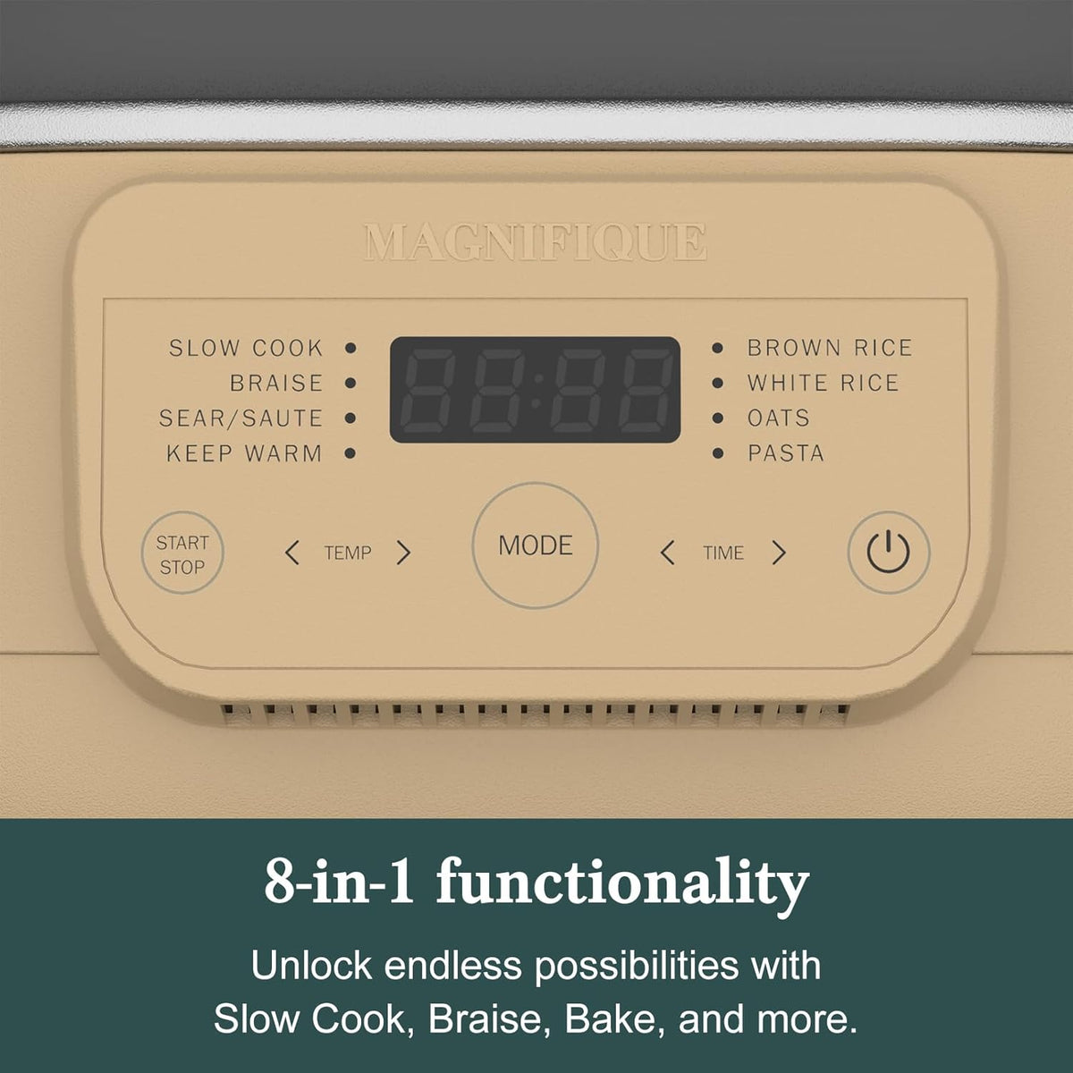 MAGNIFIQUE 6 Quart Multi-Cooker, with 8-in-1 Casserole Programmable Slow Cooker, Dutch Oven, Pasta, Nonstick, Oven Safe Pot to 500°F Brown Sugar
