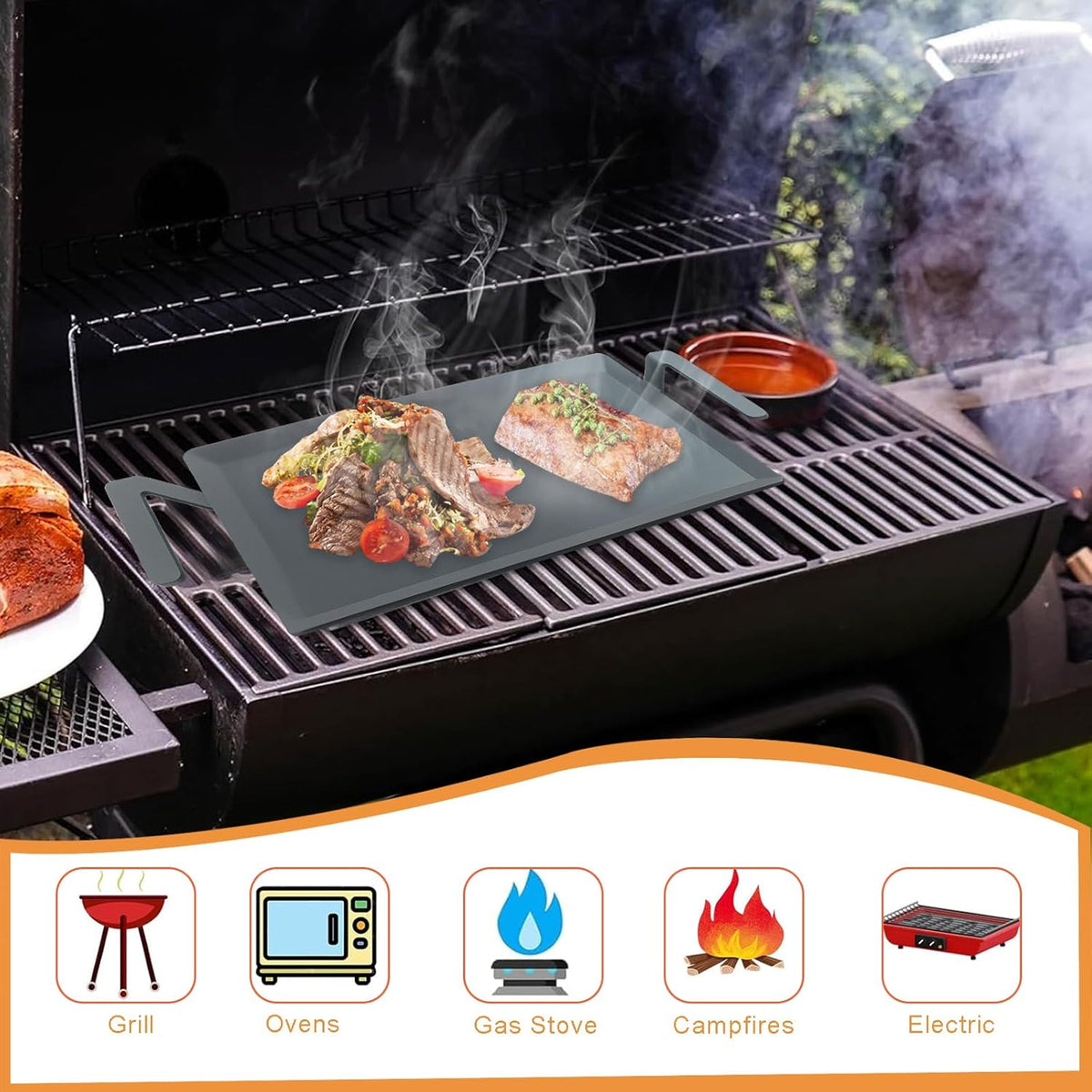 Carbon Steel Griddle, Large Premium Cooking Griddle, Professional Cookware Replacement for Made In Cookware, 24" x 10 1/2"