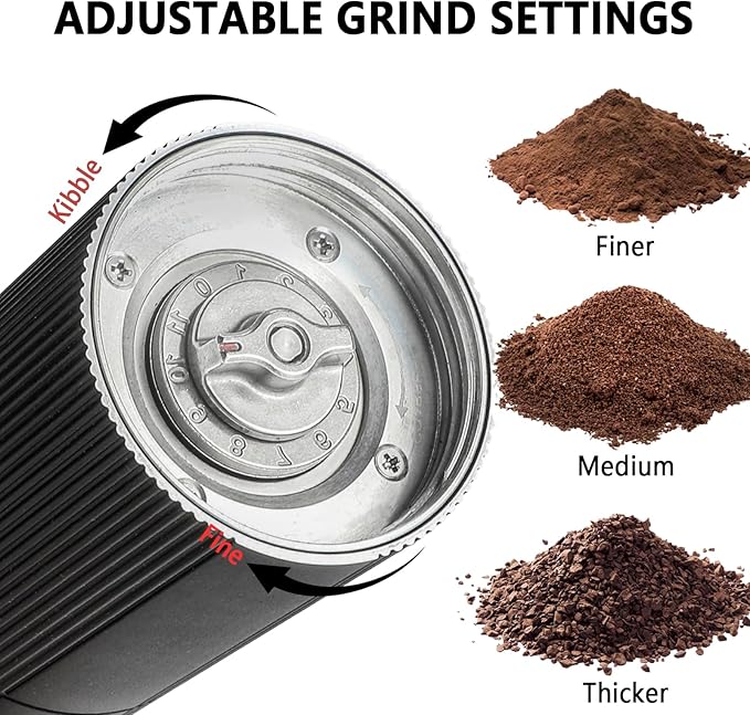 Electric Coffee Grinder Portable Conical Burr Coffee Grinder with 45 Adjustable Settings, Cordless Coffee Burr Grinder for Espresso, Home, Travel, Camping, Office (Black)