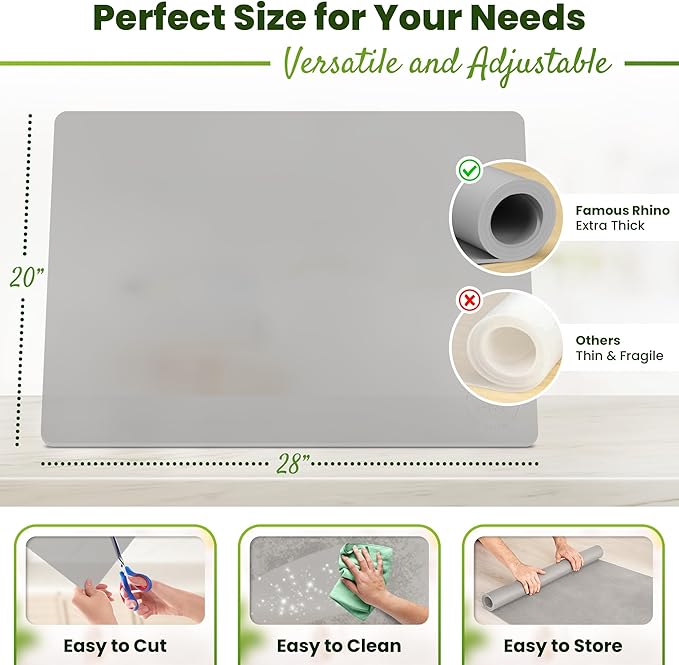 Large Silicone Mat 28" x 20" Thick Heat Resistant, Kitchen Counter Mat Waterproof - Coffee Machine, Glass Top Stove Cover Countertop Protector for Air Fryer, Baking (Semi-Translucent)