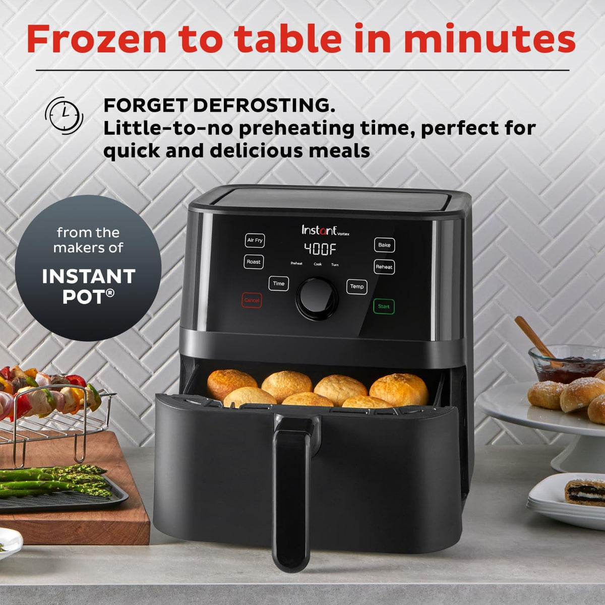 Instant Pot Vortex 5.7QT Air Fryer, Custom Program Options, 4-in-1 Functions, EvenCrisp Technology that Crisps, Roasts, Bakes and Reheats, 100+ In-App Recipes, from the Makers of Instant Pot, Black