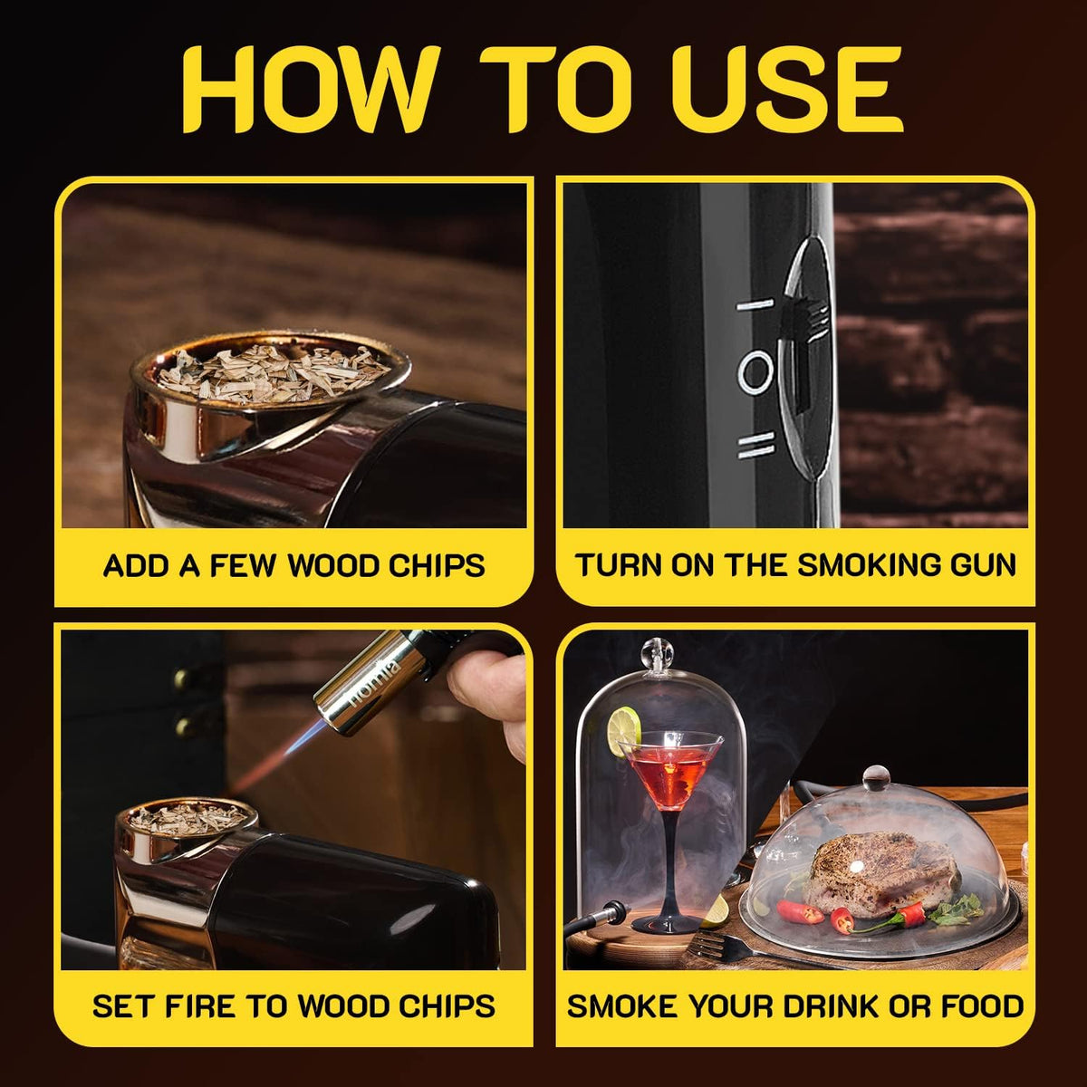 Cocktail Smoker Kit - Whiskey Smoker Kit - Smoke Infuser - Universal Kit, 14 PCS, Smoker Machine with Accessories and Wood Chips - Indoor Smoker - Gift for Men