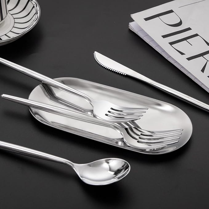 LIYH 102 Pcs Silver Plastic Silverware - Heavyduty Plastic Cutlery Set Disposable Utensils Flatware Set Knives Forks Spoons Disposable Cutlery