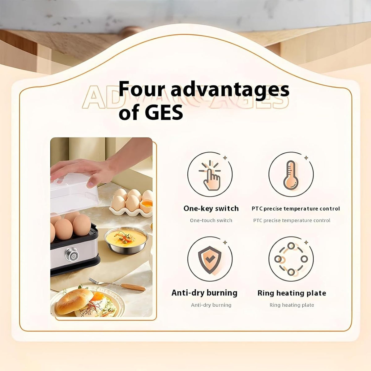 Sunny Side Master Egg Cooker, Smart Egg Cooker with Auto Shut, Multi-Function 6-in-1 Stainless Steel Electric Rapid Egg Cooker for Home Use (1)