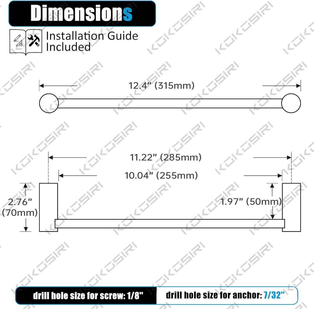 KOKOSIRI Bathroom Towel Holder 12-Inch Hand Towel Bars Wall Mounted Bathroom Hardware Accessories Oil Rubbed Bronze Stainless Steel, B4007ORB-L12