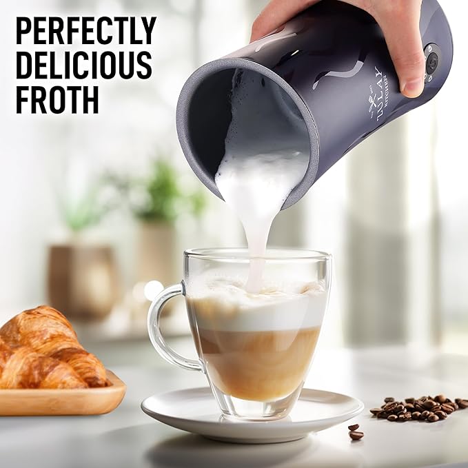 Zulay 4-in-1 Milk Frother and Steamer - Automatic Hot and Cold Foam Maker with Auto Shut Off & Temperature Control for Coffee, Latte, Cappuccino, Hot Chocolate - Navy