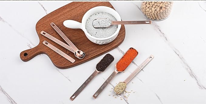Copper Measuring Cups and Spoons Set 17 for Dry & Liquid, Metric & Us Stainless Steel Measuring Cups and Spoons Set with Leveler for Kitchen & Baking with 3/4 & 2/3 Measurer Cup