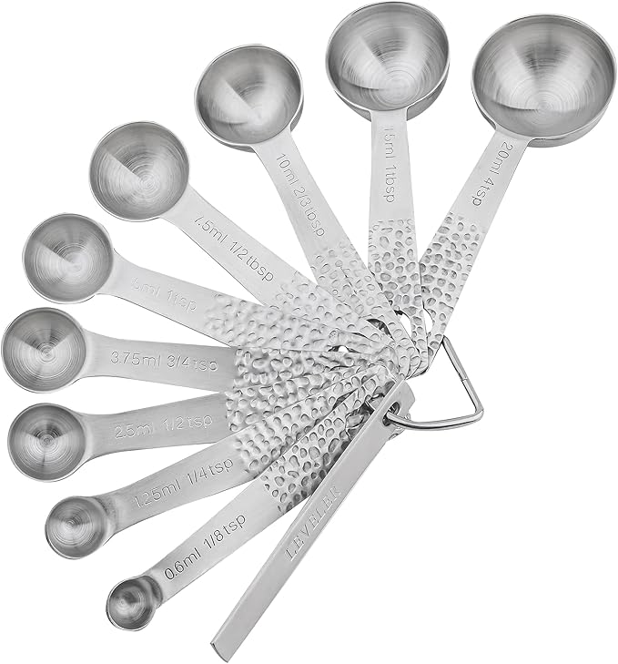 Measuring Cups and Spoons Set 19, Stainless Steel Measuring Cups and Spoons Set for Baking, Metric &US Metal Kitchen 8 Measuring Cup & 9 Measure Spoon & Equivalents & Leveler Set