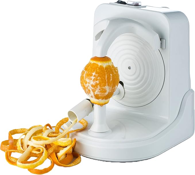 Pelamatic Electric Fruit Peeler | Automatic Orange, Apple, Potato Peeler | Durable Stainless Steel | Versatile & Easy-to-Use | White | 9.5x7x10.5 inches | Plastic & Stainless Steel | Kitchen Appliance