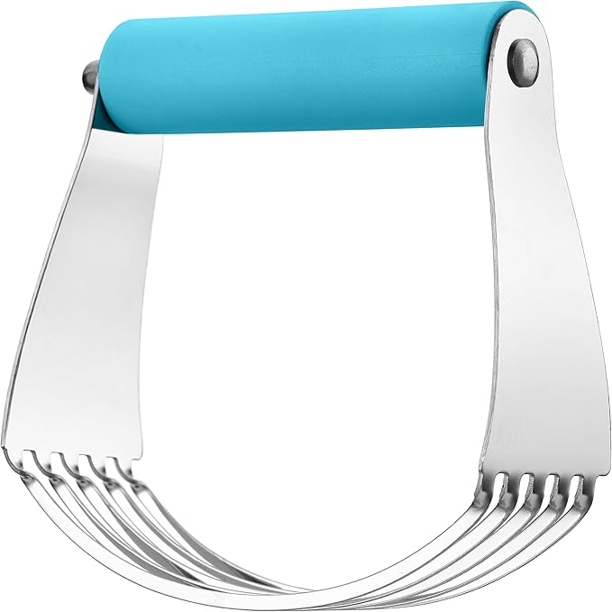 Spring Chef Large Dough Blender for Baking, Heavy Duty Dough Cutter Tool, Stainless Steel Puff Pastry Cutter Tool with Sharp Blades, Dishwasher Safe Manual Pastry Blender for Easy Mixing - Teal