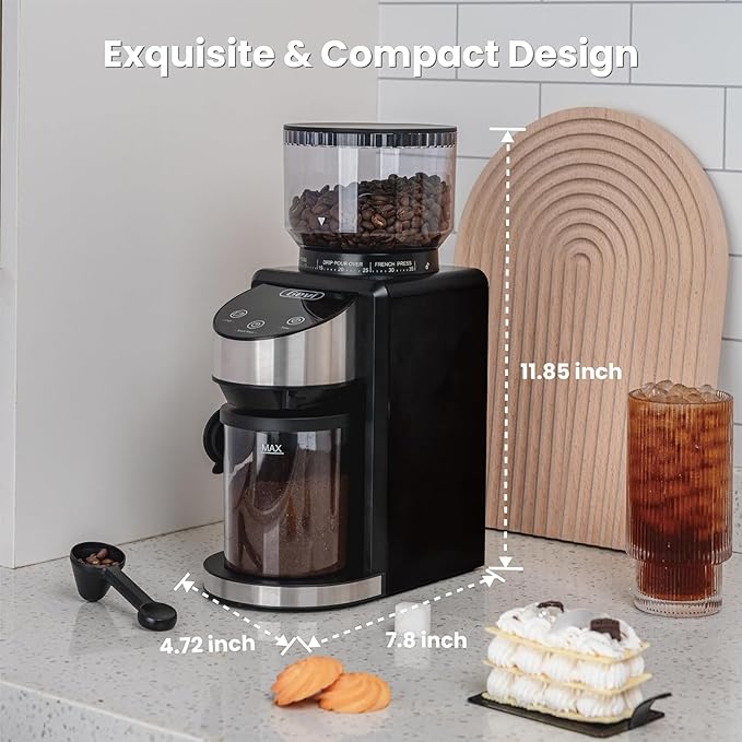 Gevi Coffee Grinder Electric,Coffee Bean Grinder with 35 Grind Settings for Espresso,Drip,French Press,Burr Coffee Grinder for Home Use,Anti-static Design,Black