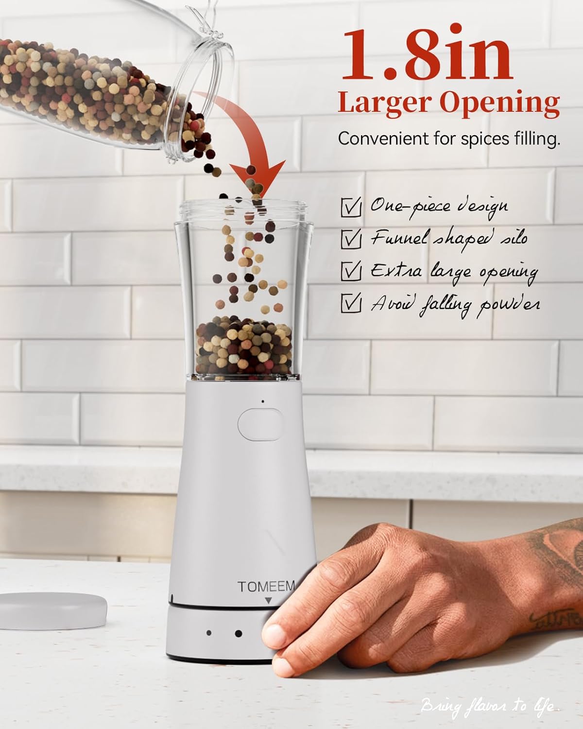Electric Salt and Pepper Grinder Set with Storage Base, Stainless Steel Rechargeable Salt and Pepper Grinder Set with 4.5 oz Large Capacity, 1.8" Wide Mouth, Adjustable Coarseness, Ideal for Kitchen