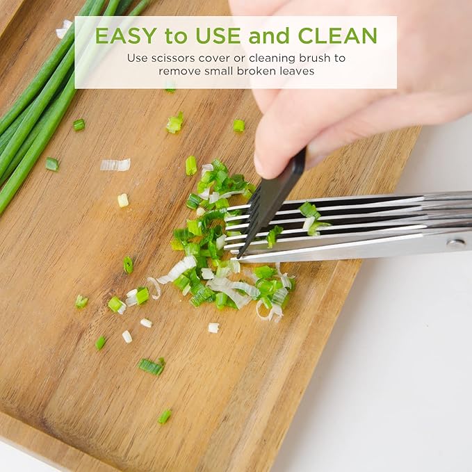 ShangTianFeng salad scissors, HerbScissors with 5 Blades and Cover,Kitchen 5 Stainless Steel Blade Herb Cutting Shears Scissors, ShreddingScissors for Paper,Food Salad Herb Cilantro Cutter Mincer