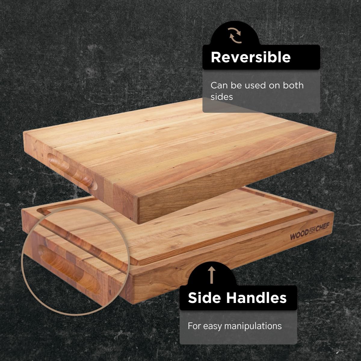 Large Wood Cutting Board from American Cherry - A Butcher Block That Comes with Juice Groove for Cutting Meat and Juicy Veggies Easily - Cherry Chopping Board - 20x16x1.5 inches