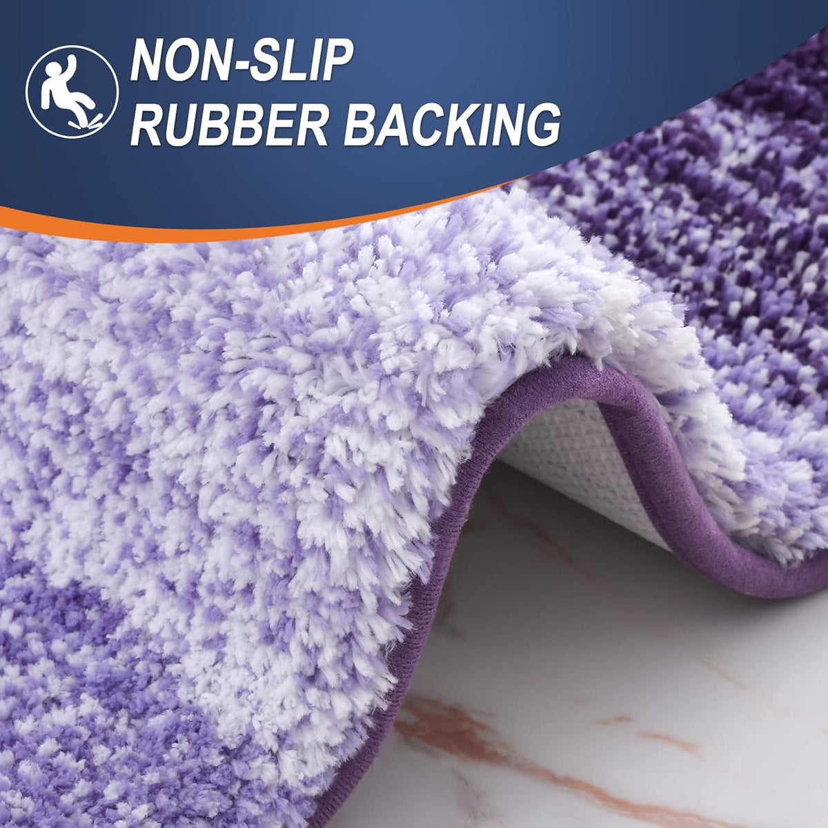 OLANLY Bathroom Runner Rugs 59x24, Extra Soft Absorbent Microfiber Bath Rugs, Rubber Backing, Quick Dry, Machine Washable Bath Mats for Bathroom Floor, Tub and Shower, Home Decor Accessories, Violet