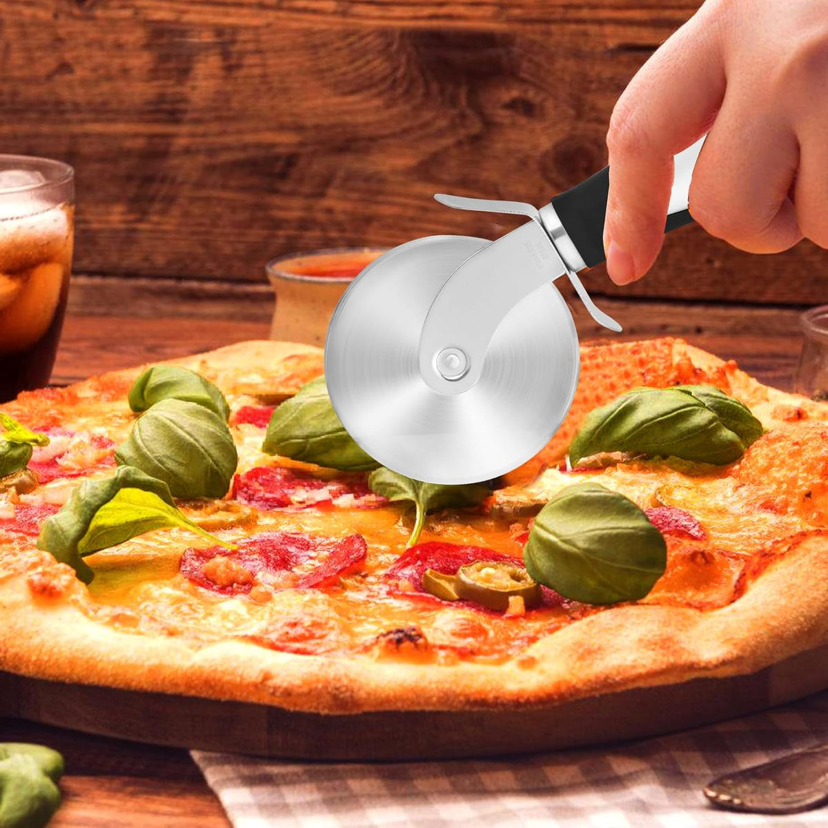SVNR Classic Pizza Cutter Set, Stainless Steel 8.5" Pizza Cutter Wheel and 10.5" Pie Server Set, 2PCS Pizza Wheel Cutter & Pie Server for Cutting and Serving Pizza