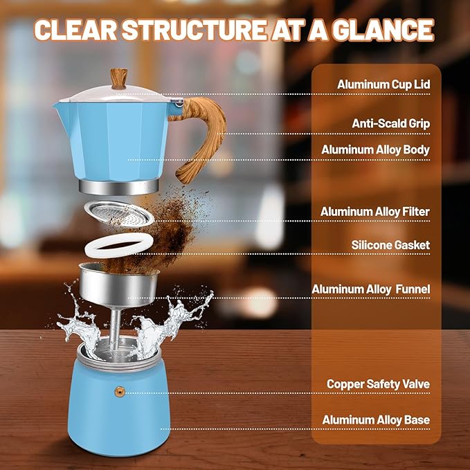 12 Cup Aluminum Espresso Stovetop Moka Pot Express Coffee Maker Percolator Italian Classic Mocha Coffee Machine for Italian and Cuban Cafe Brewing for Home & Camping 600ml 20oz