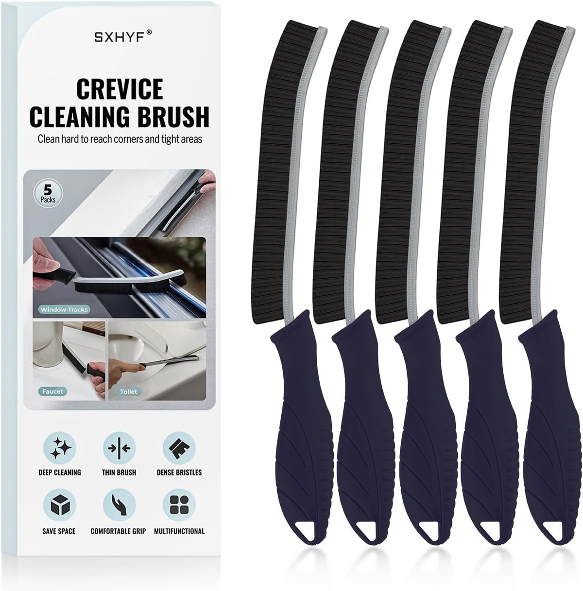 SXhyf Crevice Cleaning Brush - Grout Scrub Brush, House Cleaning Supplies, Gap Cleaning Tools, Home Essentials, Gifts for Women Men, Hard Bristle Crevice Cleaner Brush for Household Use, Bathroom