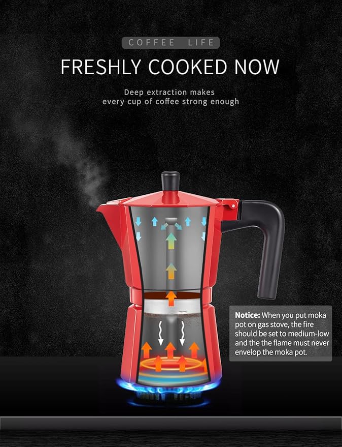 Yabano Stovetop Espresso Maker, 9 Cups Moka Coffee Pot Italian Espresso for Gas or Electric Ceramic Stovetop, Italian Coffee maker for Cappuccino or Latte