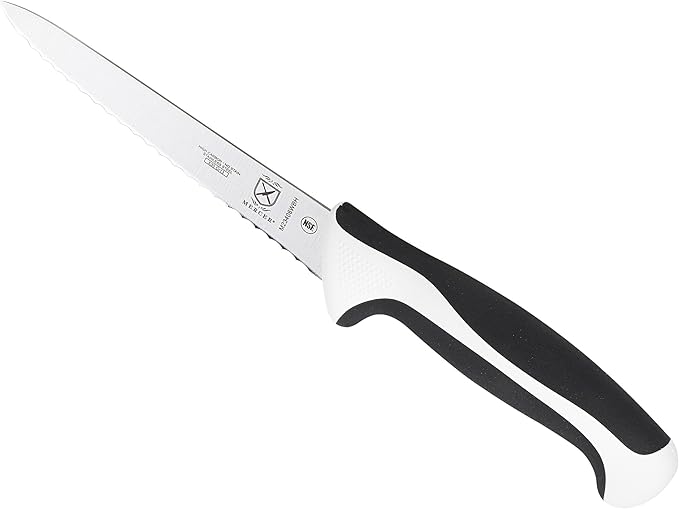 Mercer Culinary M23406WBH Millennia White Handle, 6-Inch Wavy Edge, Utility Knife
