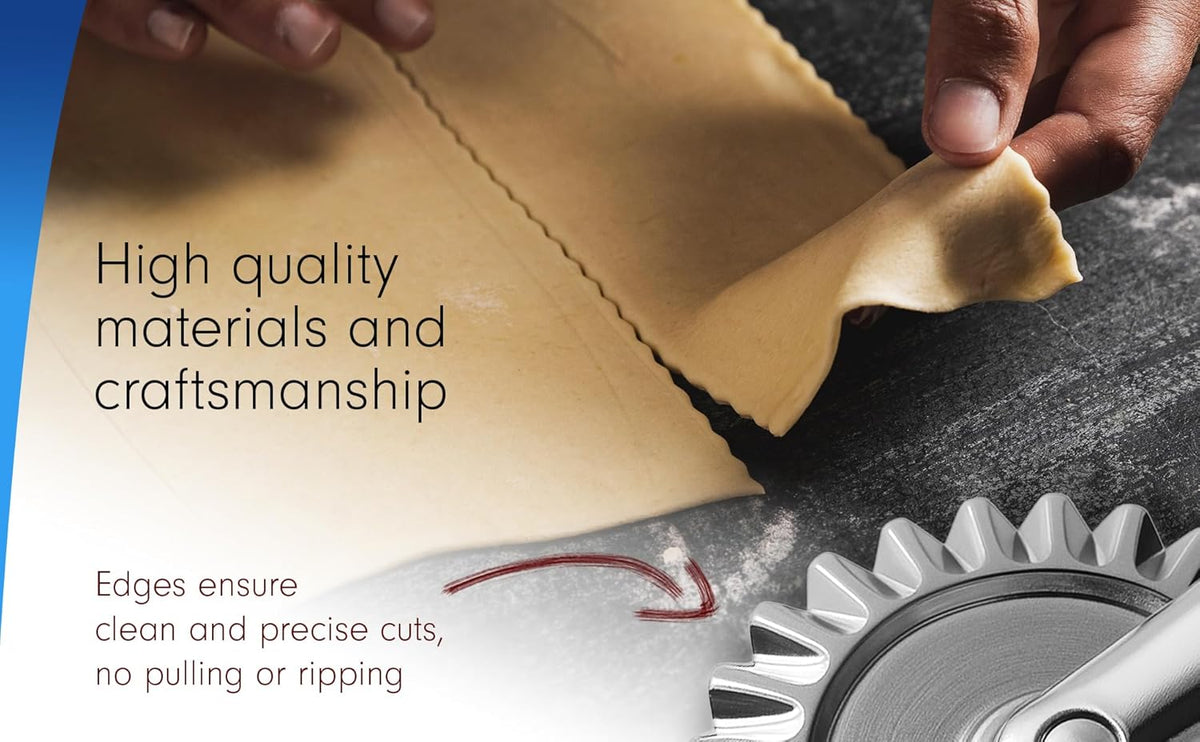 1.6" Pastry Wheel - Dough Stamp Cutter/Crimper, Pasta/Ravioli/Pie Maker, 4cm Stainless Steel Wheel Wooden Handle