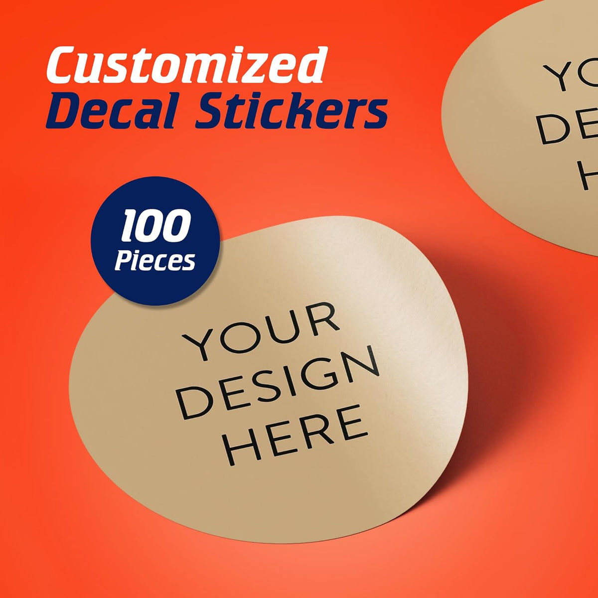 100 Custom Vinyl Stickers - Upload Your own Image, Text, Design, Logo - Personalized Logo Labels for Handmade, Packaging, Bottle, Jars, Candle, Brand Stickers (Brown, 5x5)