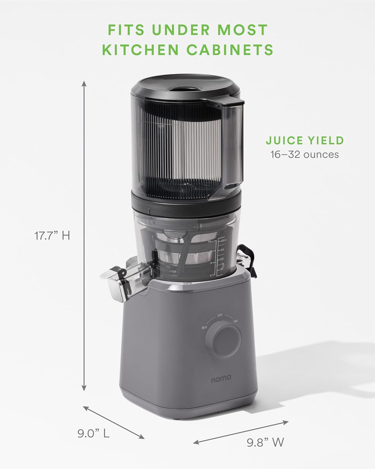 Nama J2 Cold Press Juicer – Self Feeding for Hands-Free Operation with Wide Mouth Hopper for Whole Recipe Loading, Zero Waste Masticating Juicer For More Juice, Less Pulp – Easy Cleanup & Assembly