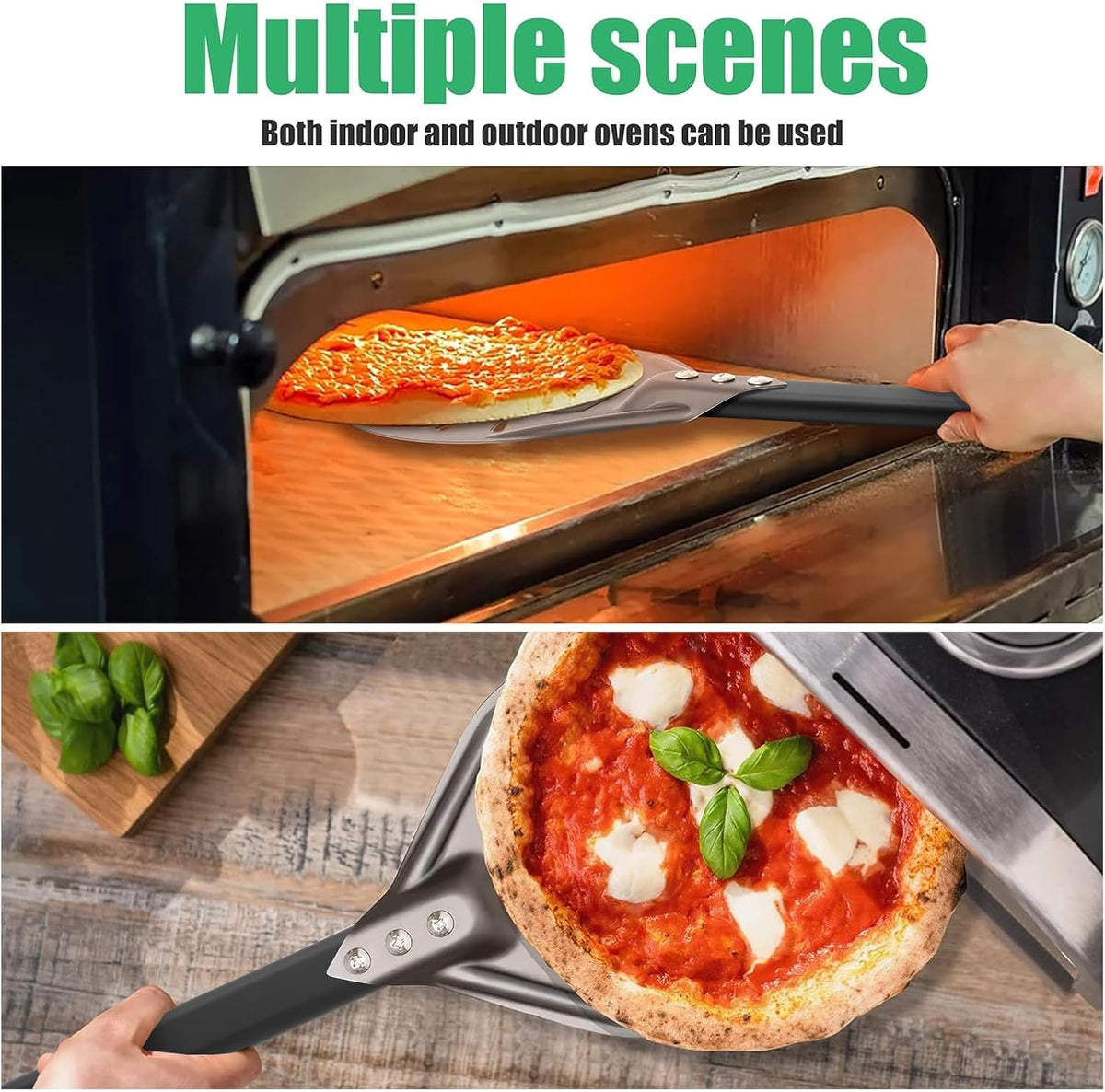 Pizza Turning Peel 7 Inch Round Aluminum Perforated Pizza Peel Turner with Metal Handle Pizza Paddle for Homemade Pizza Oven Accessories