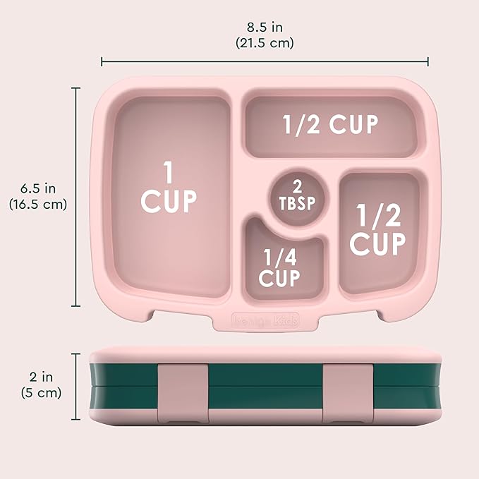 Bentgo Kids Prints Leak-Proof, 5-Compartment Bento-Style Kids Lunch Box - Ideal Portion Sizes for Ages 3-7, Durable, Drop-Proof, Dishwasher Safe, & PFAS & BPA-Free Materials (Green Rainbow)