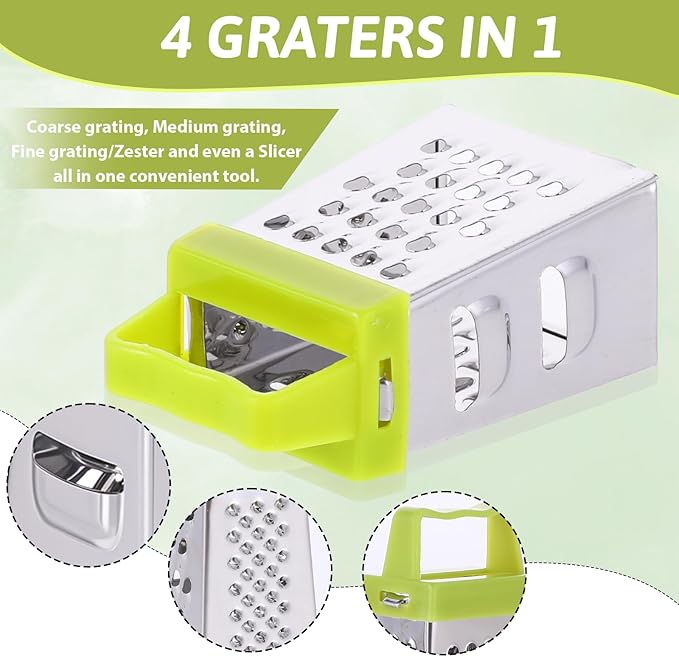 8 Pcs Mini Cheese Grater Professional Box Grater Stainless Steel Garlic Ginger Small Food Shredder Spices Gadget with 4 Sides Safe Zester for Kitchen Cheese Chocolate Vegetable Potatoes