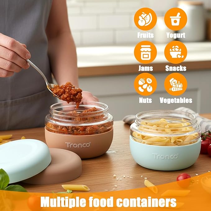 Tronco 24 oz Glass Lunch Bowl Container with Lid, Glass Food Containers, Leak & Spill Proof, Soup & Stew Food Storage Salad, Yogurt, Meal Prep, Airtight, Reusable, Dishwasher Safe, BPA-Free, Set of 1