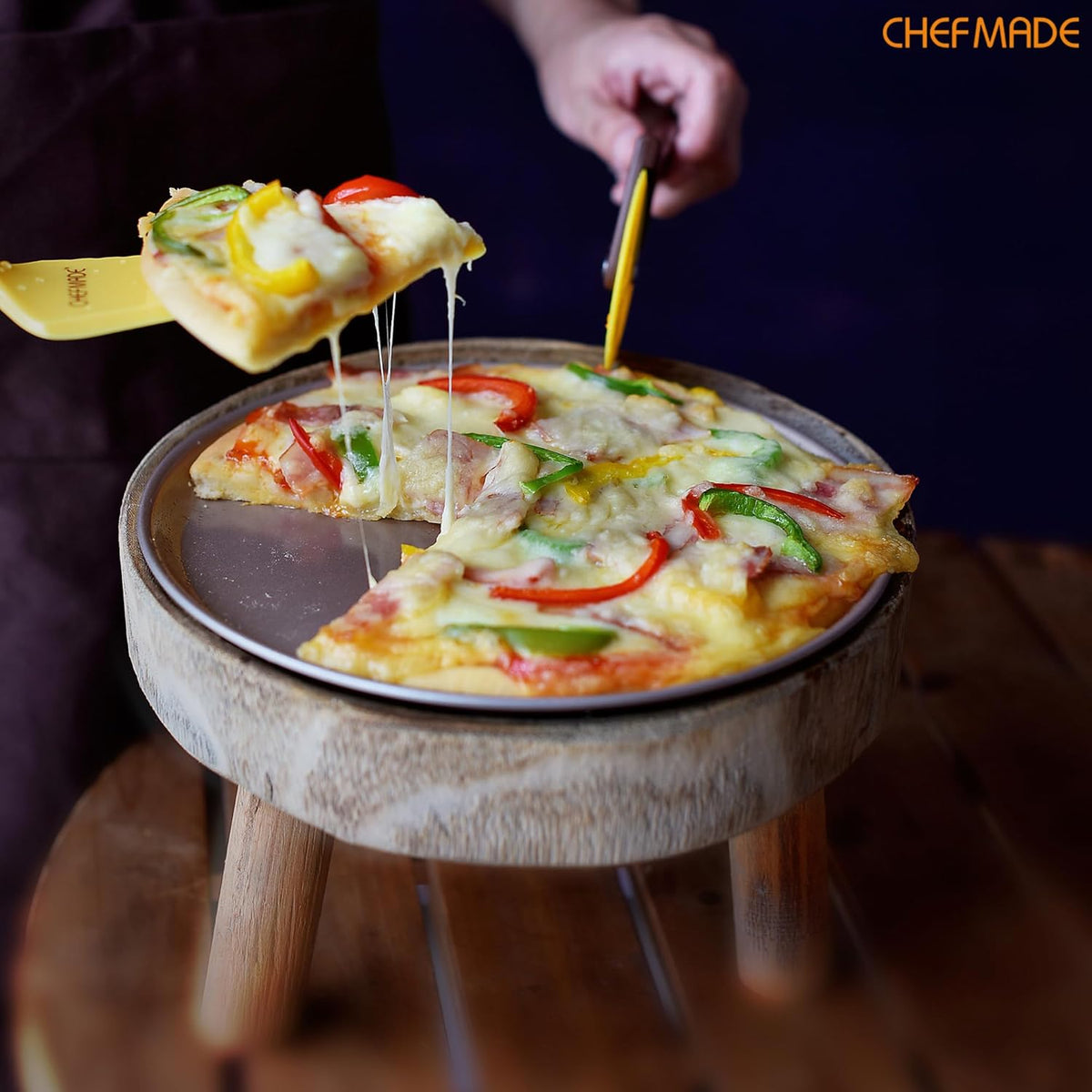 CHEFMADE Pizza Pan, 8-Inch Non-Stick Pancake Bakeware for Oven Baking (Champagne Gold)