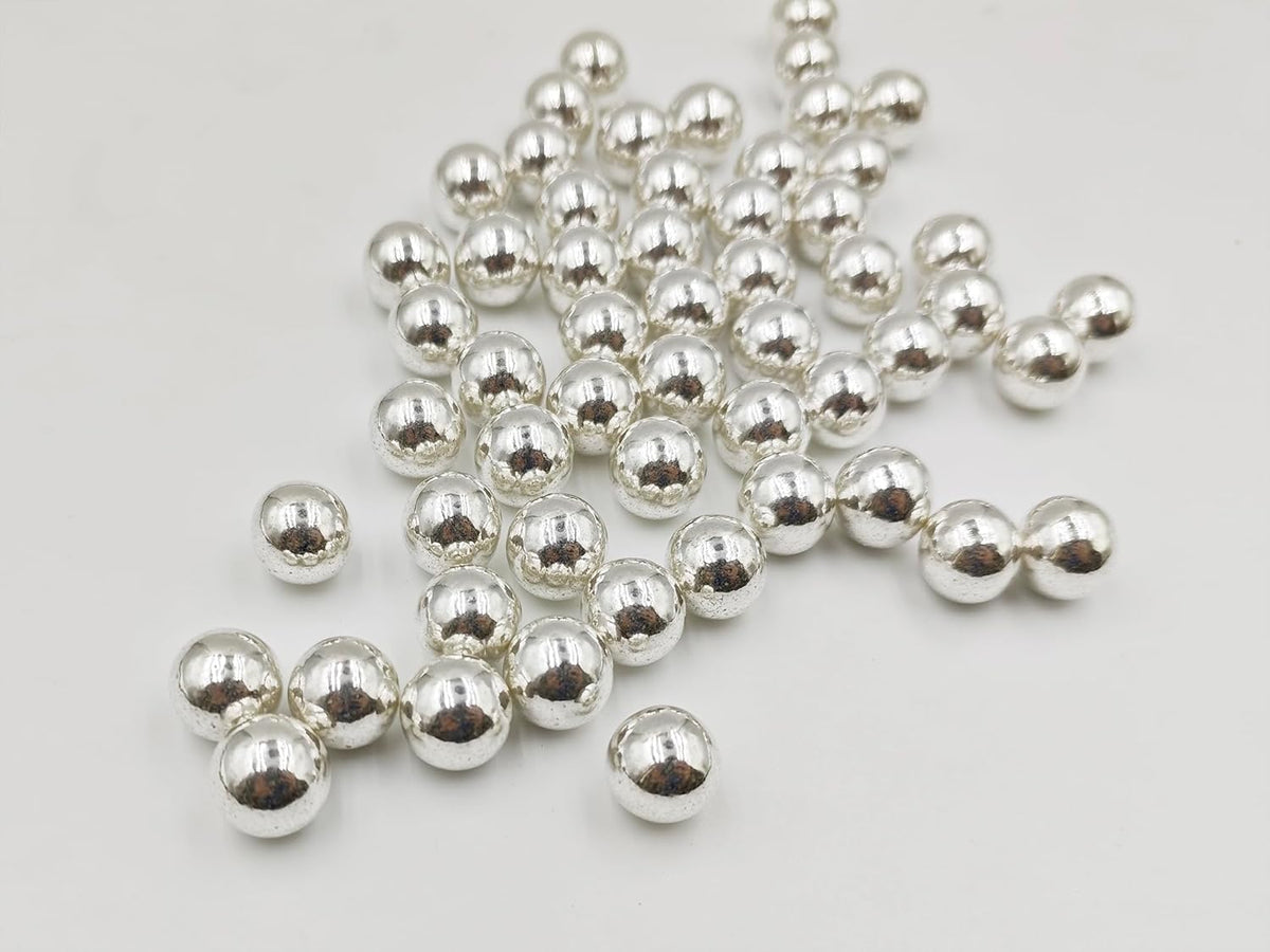 Silver Pearl Sugar Sprinkles 3.53 oz, 14mm Candy Pearls Ideal for Baking, Cake and Cupcake Toppers, Cookie Decoration, Ice Cream Topping, Wedding Shower Valentines Halloween Christmas