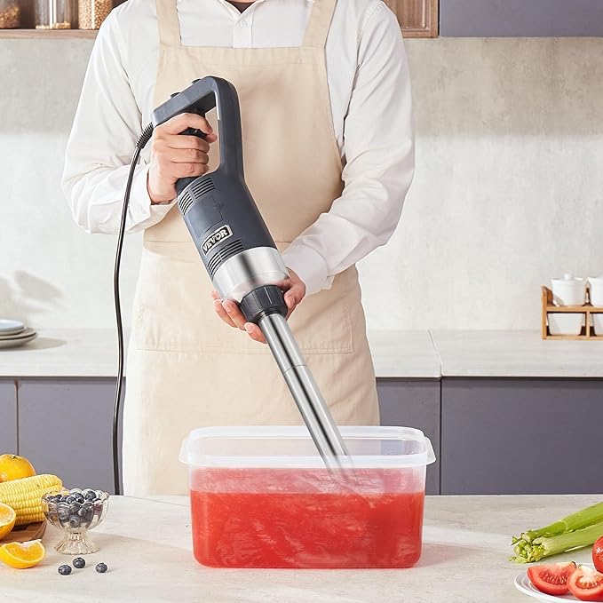 VEVOR Commercial Immersion Blender, 500W Heavy Duty Hand Mixer, 16 inch Stepless Variable Speed Mixer with Stainless Steel Blade, Multi-Purpose Portable Mixer for Soup, Sauces, Mashed Potatoes, Cream