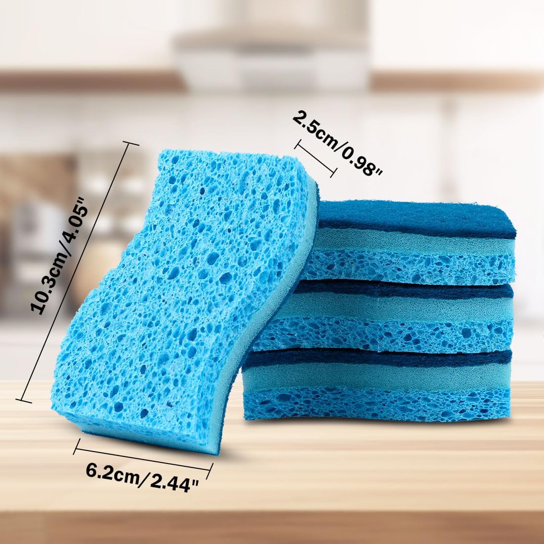 AIDEA Sponges Kitchen, Non-Scratch Scrub Sponge, 12Count, Sponges for Non-Stick Cookware, Kitchen Sponge for Dishes, Cleans Fast Without Scratching, Cleaning Power for Kitchen, Bathroom, Household