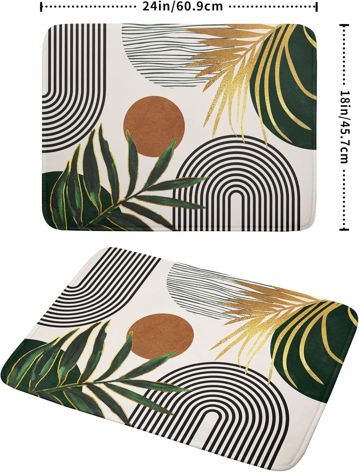 Boho Leaves Dish Drying Mat 18x24 inch Mid Century Absorbent Drainer Rack Mats Fast Dry Bottles Dish Dry Pad Protector Kitchen Accessories