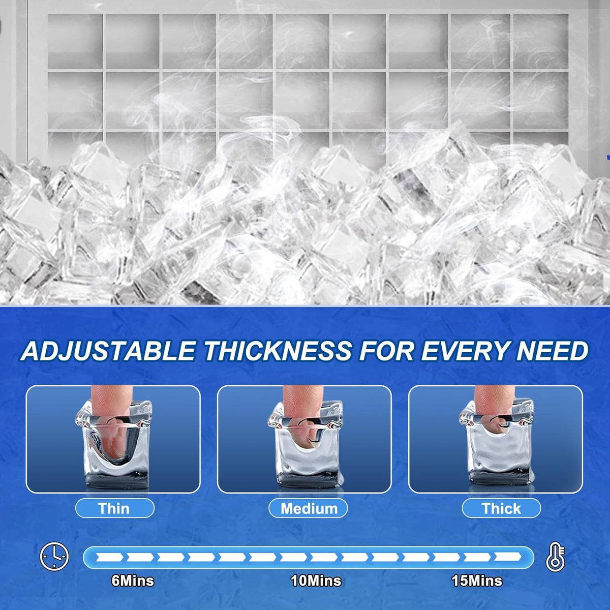 Commercial Ice Maker Machine, 110LBS/24H with 35=0LBS Storage Bin, 15" Wide Built-in Undercounter/Freestanding Ice Maker Machine for Home Bar Outdoor, 40PCS Ice Cubes Ice Machine, Self Cleaning