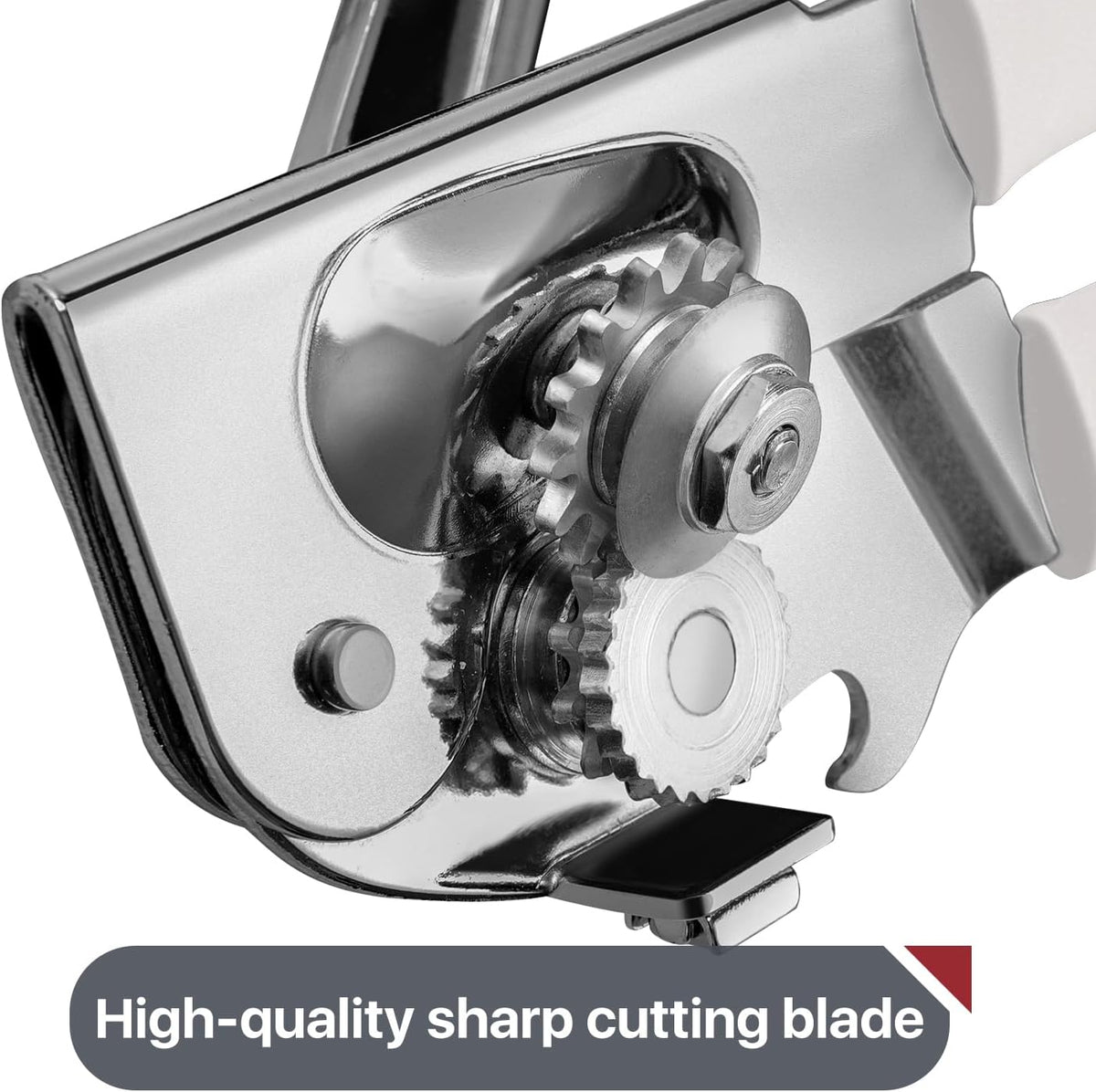 Commercial Can Opener, UHIYEE Hand Crank Can Opener Manual Heavy Duty with Comfortable Extra-long Handles, Oversized Knob, Large Handheld Can Open Easy for Big Cans, White