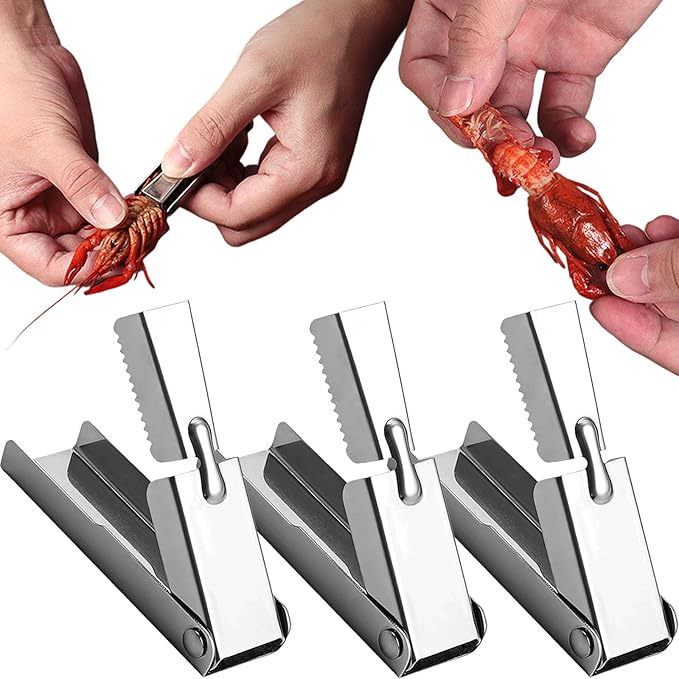 2025 New Crawfish Peeler Tool Stainless Steel, Crayfish Shelling Device Seafood Tool, Crawfish Tail Peeler, Crawfish Tail Remover Tool, Stainless Steel Crawfish Tail Peeler Tool (3 Pcs)
