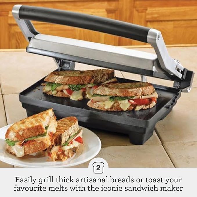 Breville BSG520XL Panini Duo Nonstick Sandwich Maker Press, 2 Slice, Brushed Stainless Steel